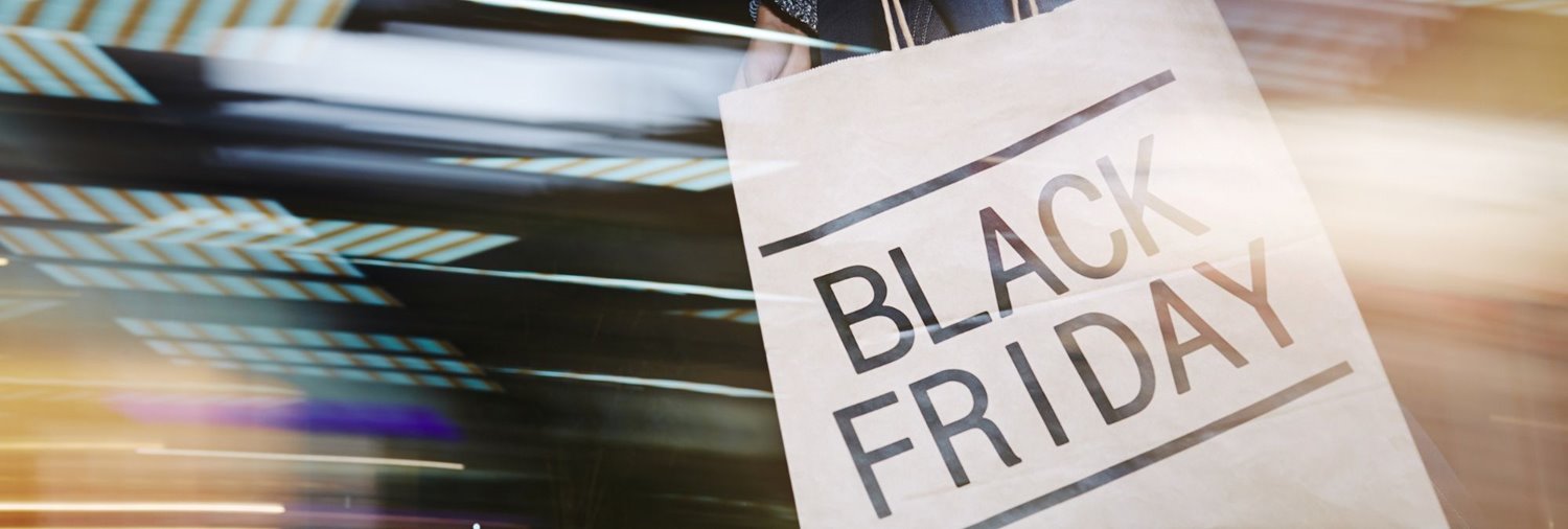 Image with black friday text on a bag