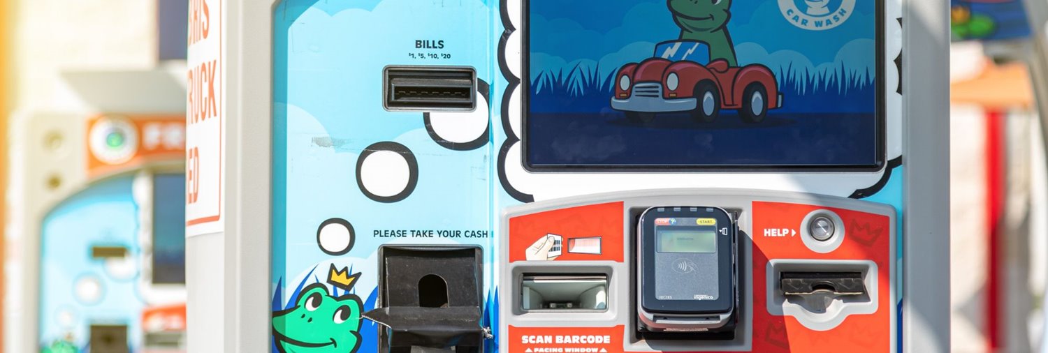 close up of the xpt car wash pay station card reader