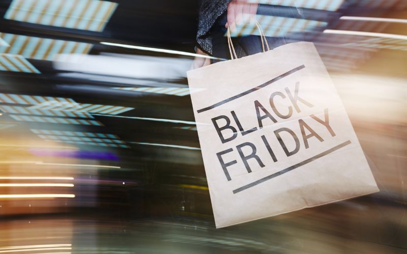 Image with black Friday text on a bag