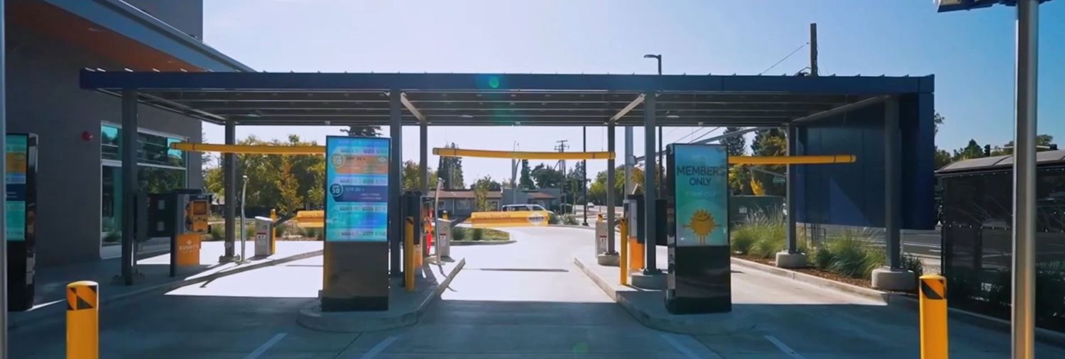 wide view of the lanes at sunny's car wash