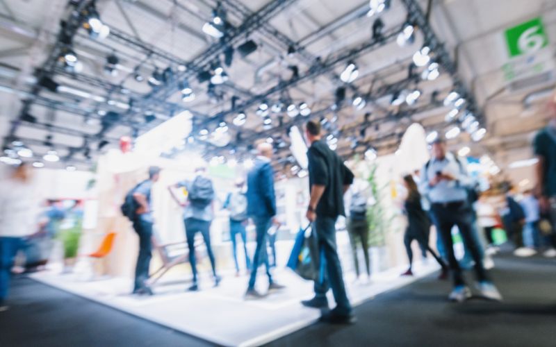 Blurred out image of tradeshow floor