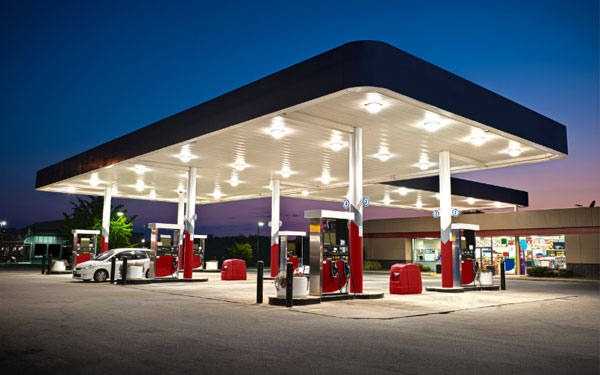 Gas pumps at a C-Store. Portal TI+ allows cross-profit sales between the gas pump and car wash