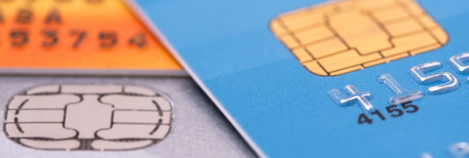 close up of three credit cards focusing on the chips