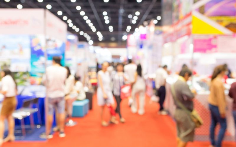 Blurred image of tradeshow floor