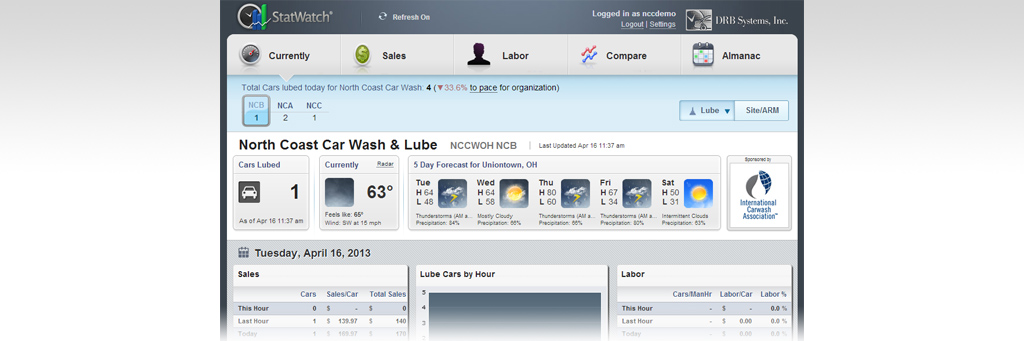 screenshot of the statwatch car wash reporting app