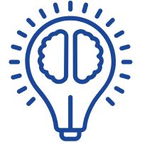 icon with brain inside lightbulb