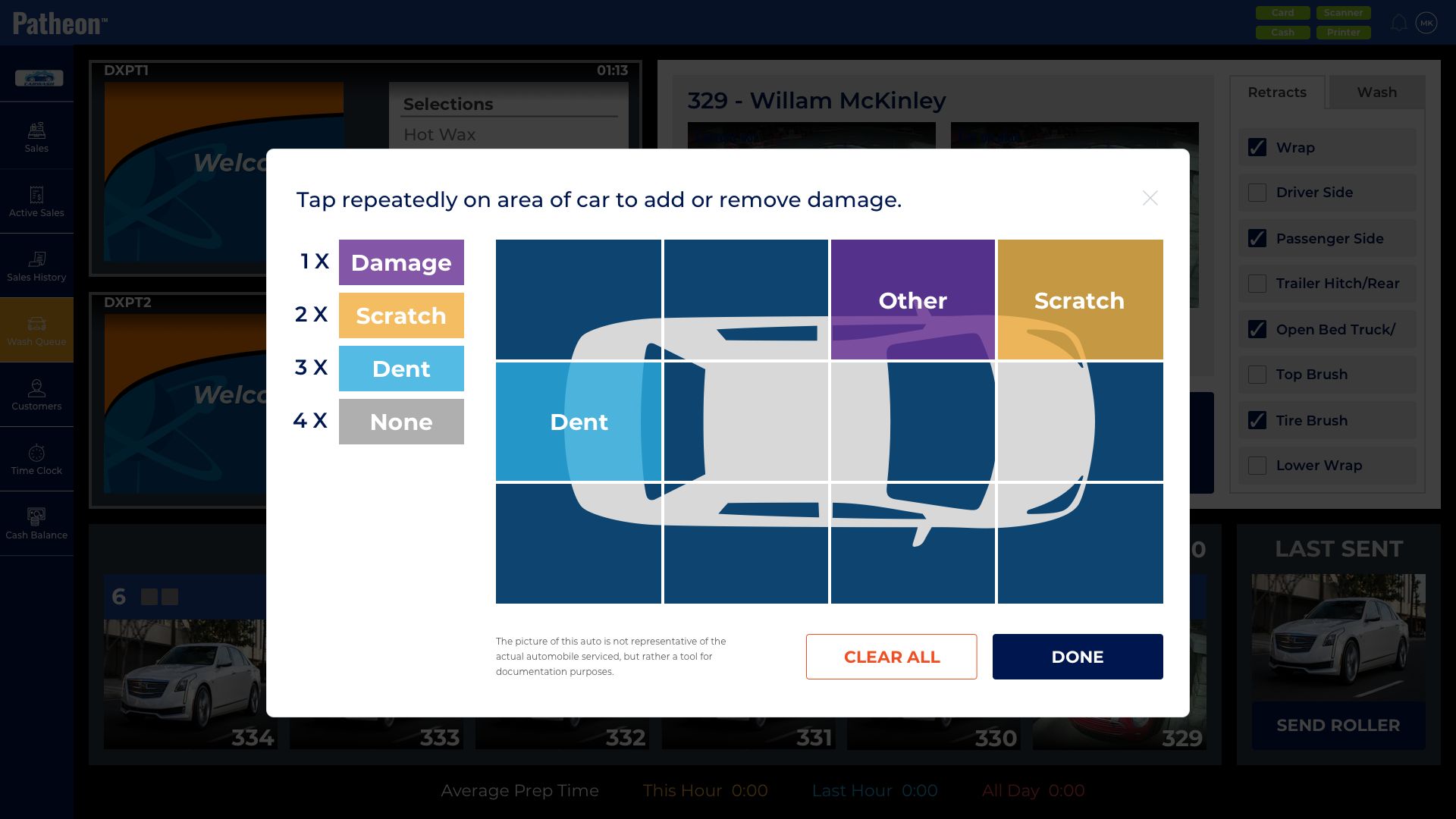 screenshot of the damage documentation feature in Patheon's touch queuing interface