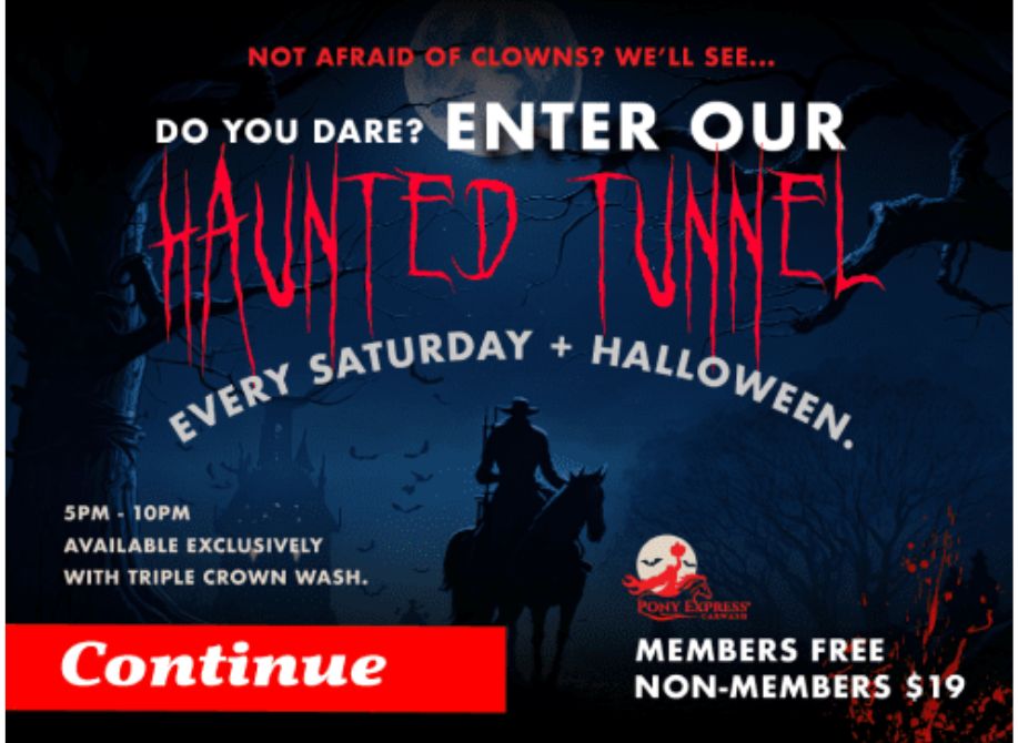 car wash haunted tunnel ad