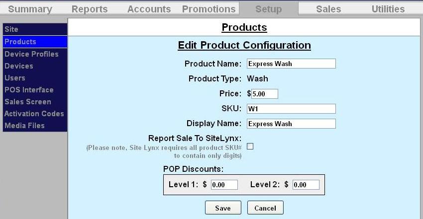 edit product configuration screen in sierra