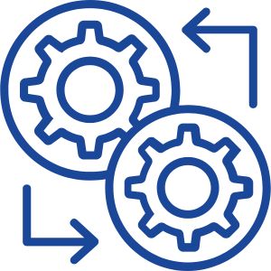 blue icon with gears