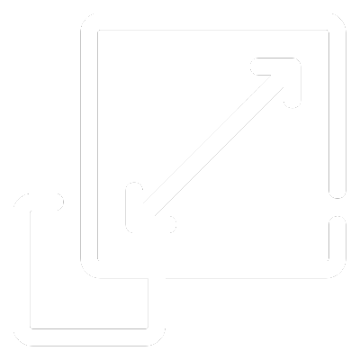 icon of smaller square expanding to larger square depicting scalability