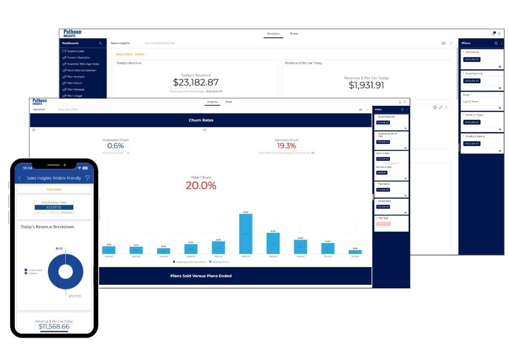 screenshots of desktop and mobile versions of Patheon Insights