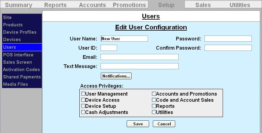 screenshot of edit user configuration screen in sierra