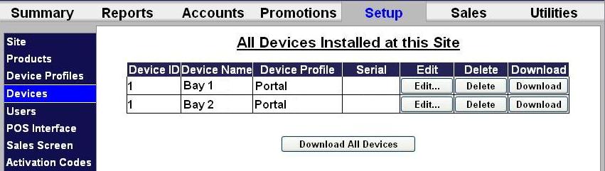 screenshot of sierra devices screen